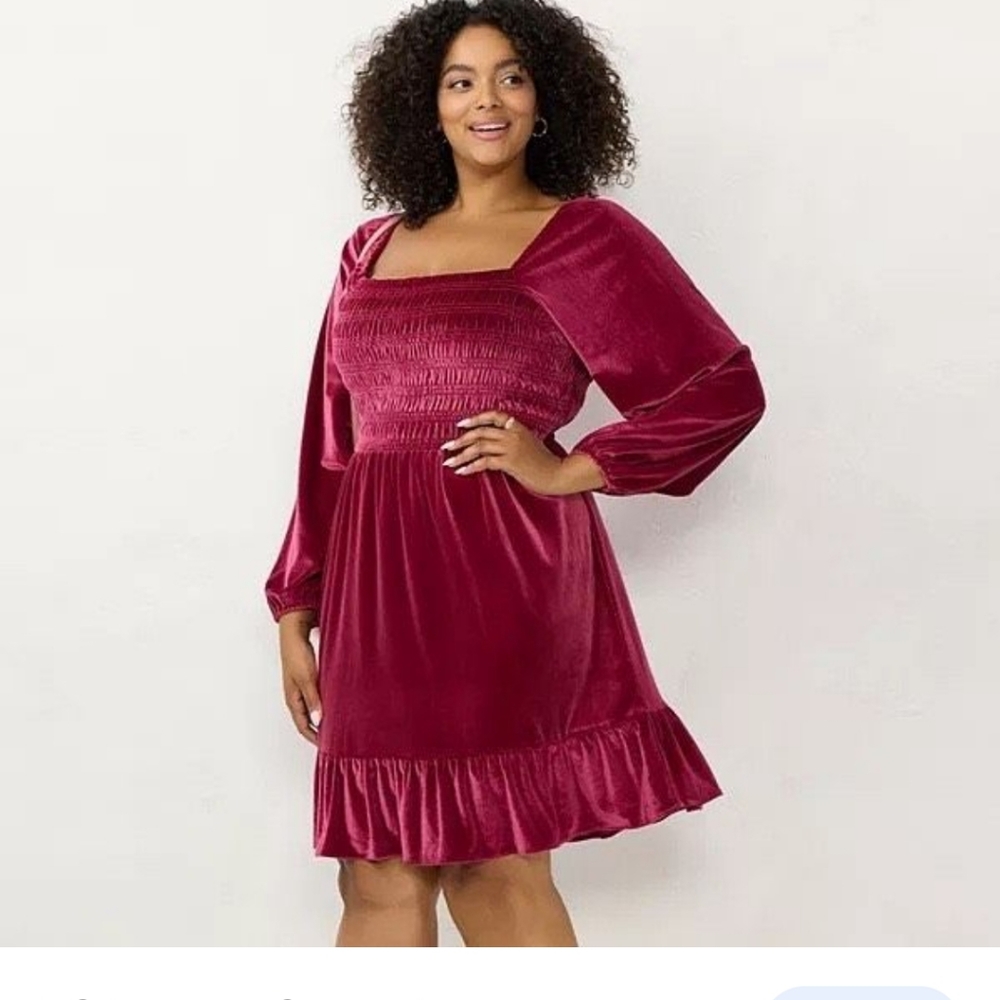 Lauren Conrad velvet burgundy dress new size XXL fits like reg XL imo lo…
